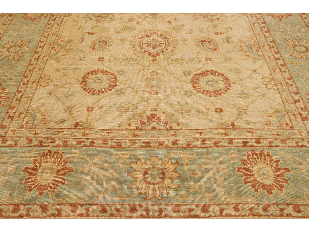 Modern Turkish Oushak Wool Rug 10 X 13