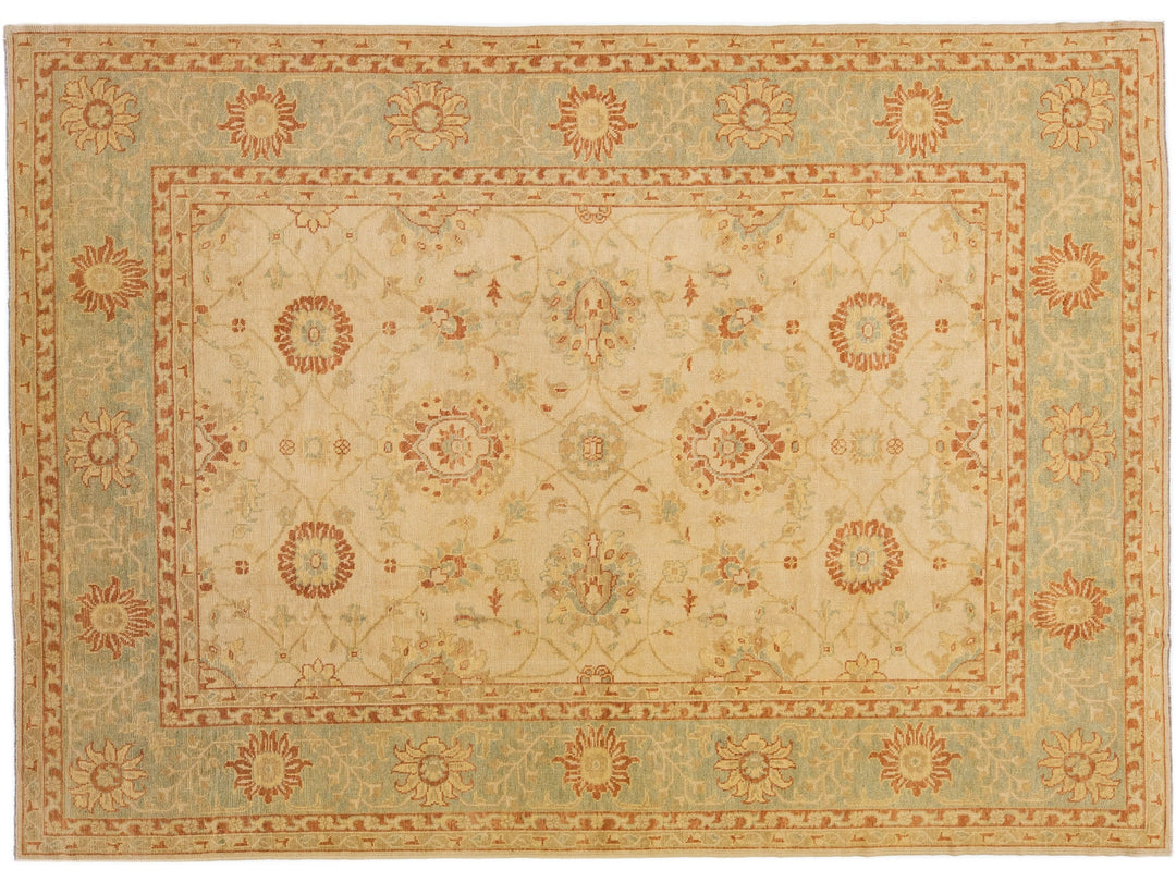 Modern Turkish Oushak Wool Rug 10 X 13