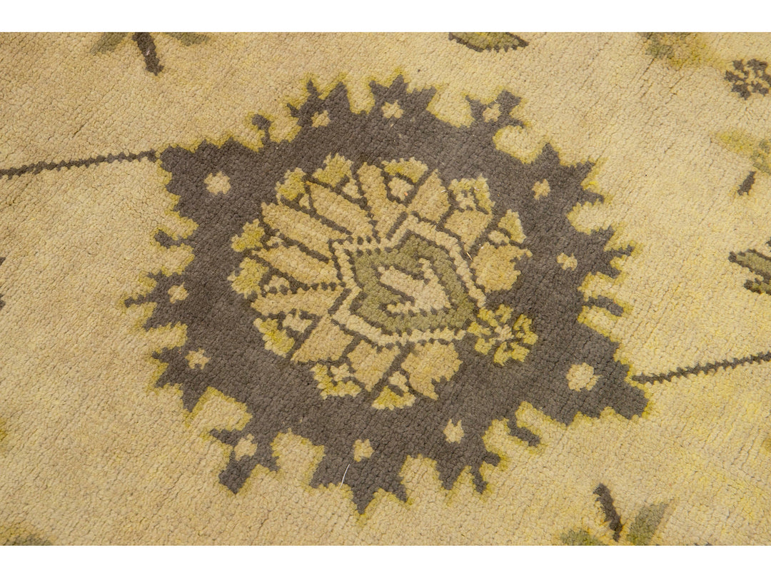 Antique Turkish Oushak Wool Rug 12 X 18