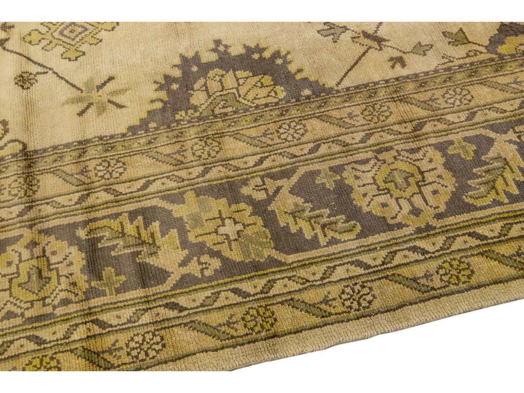 Antique Turkish Oushak Wool Rug 12 X 18