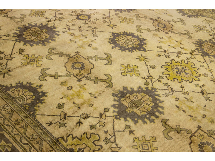 Antique Turkish Oushak Wool Rug 12 X 18
