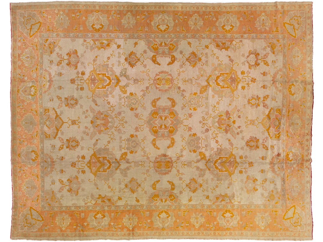 Antique Oushak Wool Rug 12 X 15
