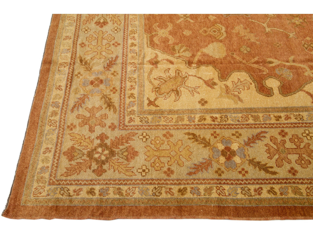 Modern Oushak Wool Rug 12 X 17