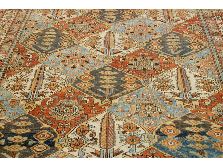 Antique Bakhtiari Wool Rug 7 X 9