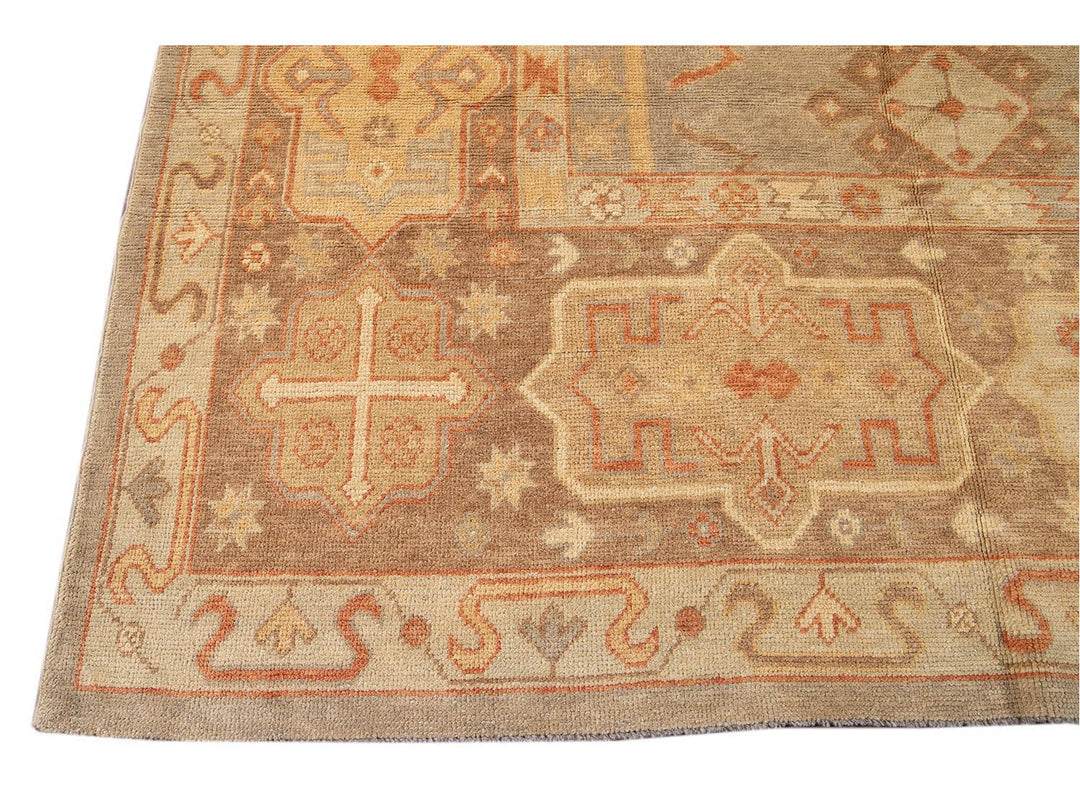New  Turkish Oushak Long Wool Rug 12 X 21