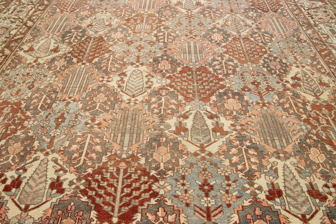 Antique Bakhtiari Wool Rug 13 X 18