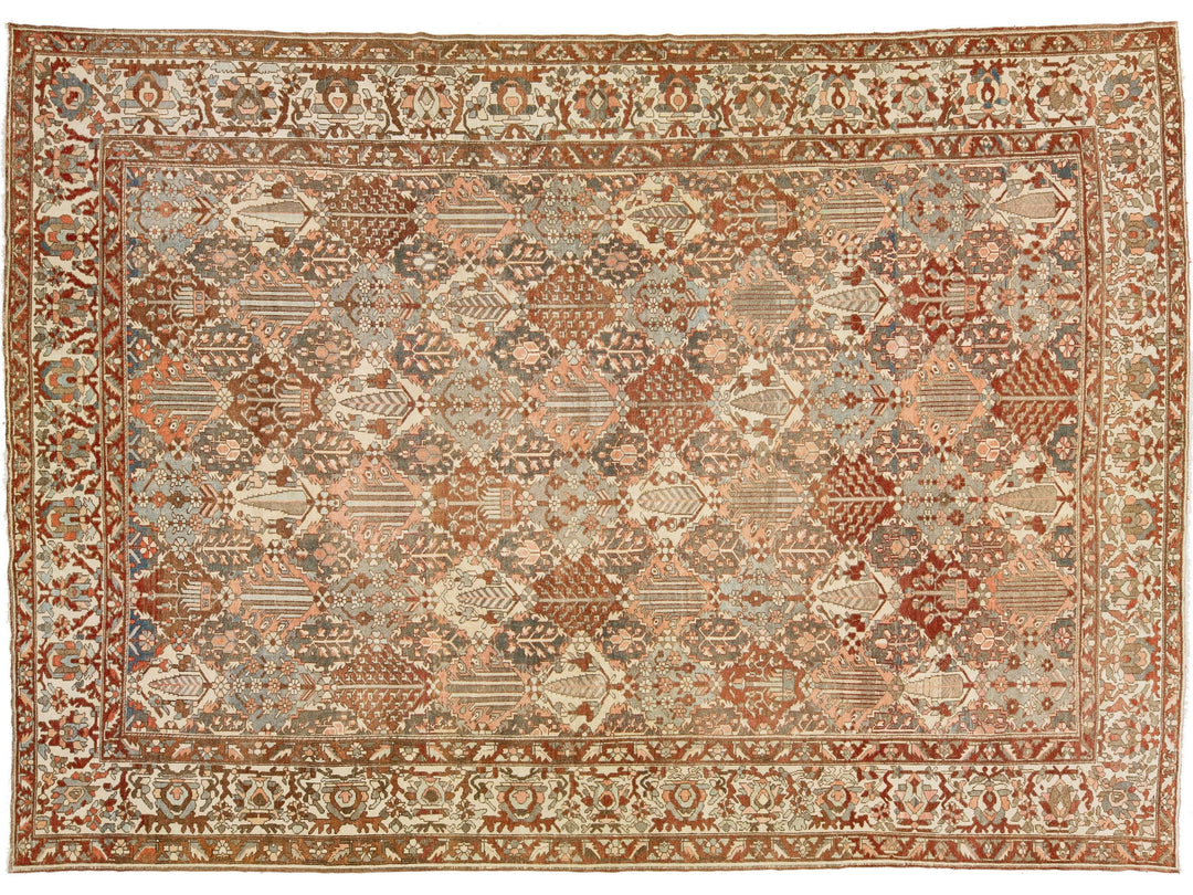 Antique Bakhtiari Wool Rug 13 X 18