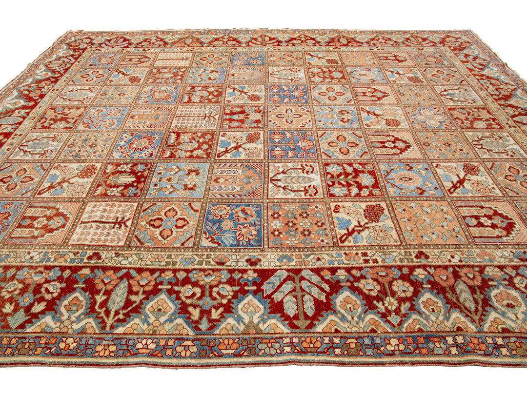 Antique Bakhtiari Wool Rug 11 X 13