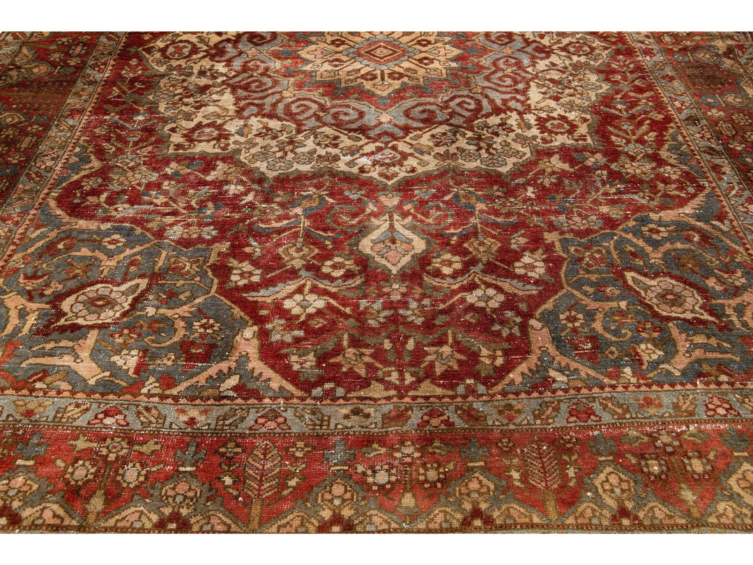 Antique Bakhtiari Wool Rug 10 X 13