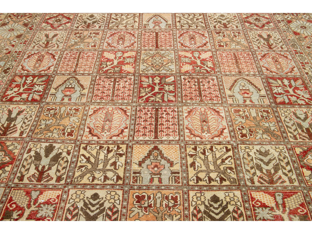 Antique Bakhtiari Wool Rug 10 X 12