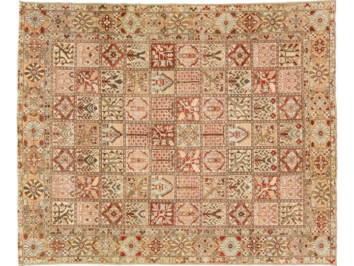 Antique Bakhtiari Wool Rug 10 X 12
