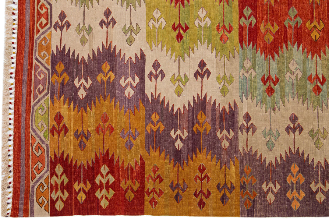 Modern Kilim Flatweave Wool Rug 10 X 13