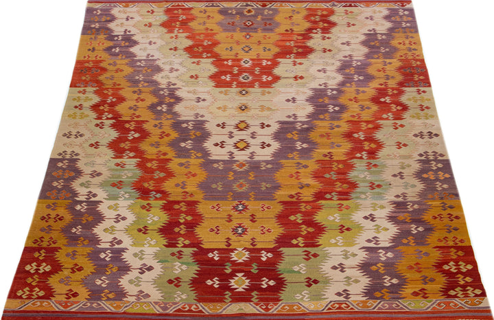 Modern Kilim Flatweave Wool Rug 10 X 13