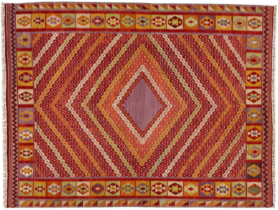 Modern Kilim Flatweave Wool Rug 11 X 13