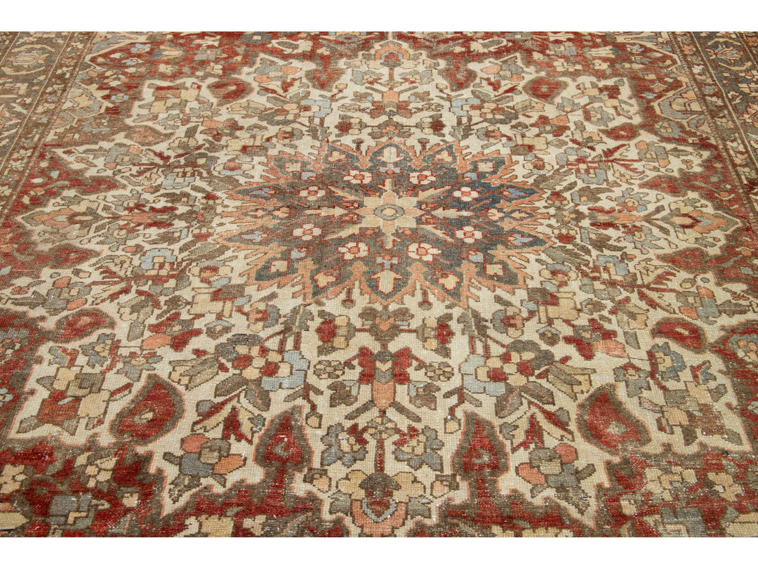 Antique Bakhtiari Wool Rug 9 X 12