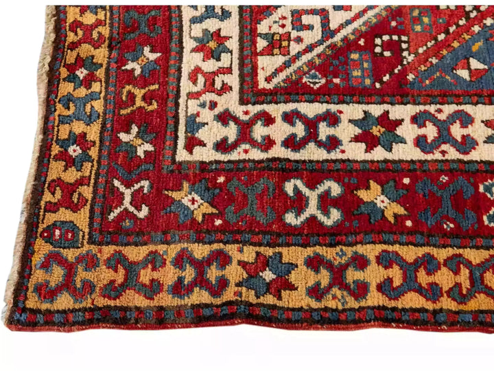 Antique Kazak Wool Rug 4 X 9