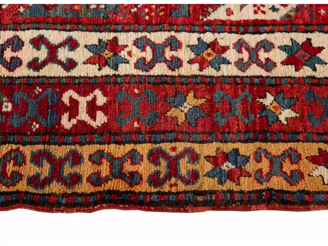 Antique Kazak Wool Rug 4 X 9