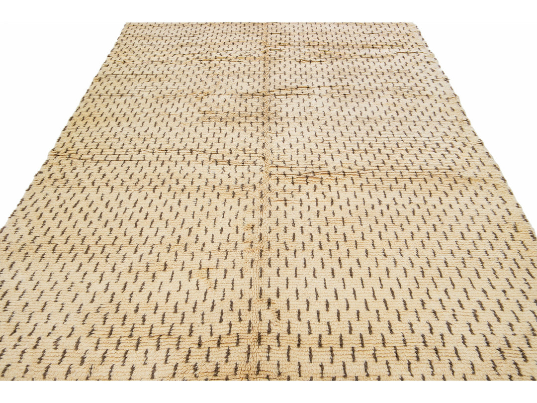 Modern Tan Moroccan Rug 7 X 11