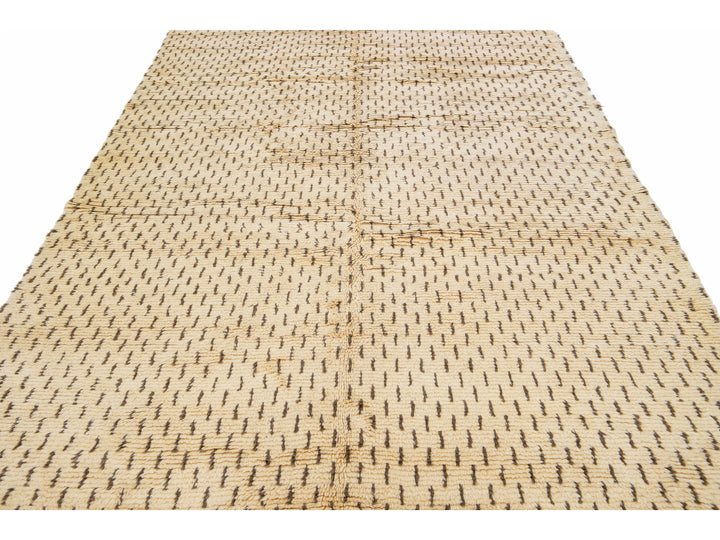 Modern Tan Moroccan Rug 7 X 11