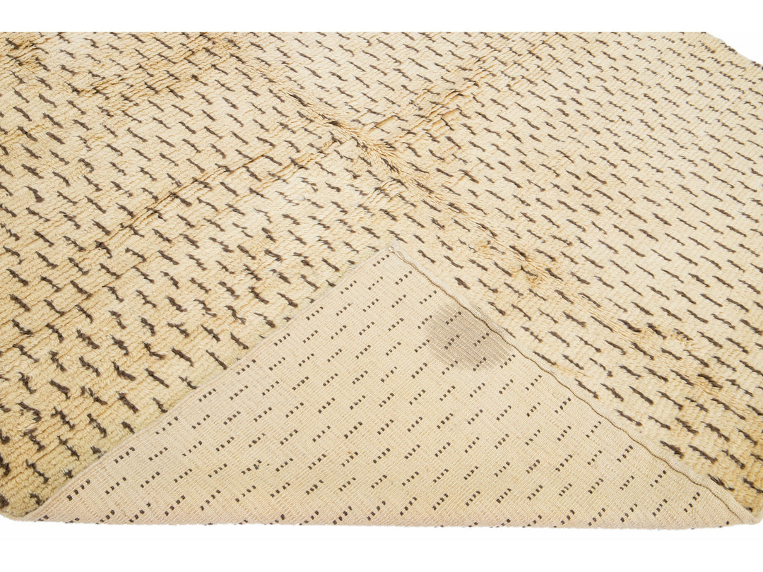 Modern Tan Moroccan Rug 7 X 11