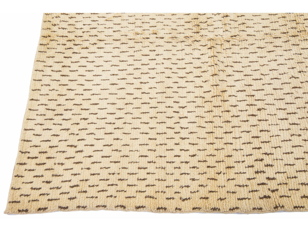 Modern Tan Moroccan Rug 7 X 11