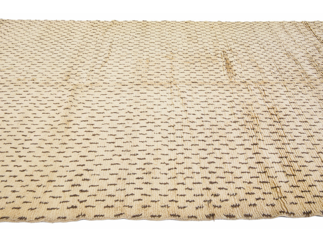 Modern Tan Moroccan Rug 7 X 11