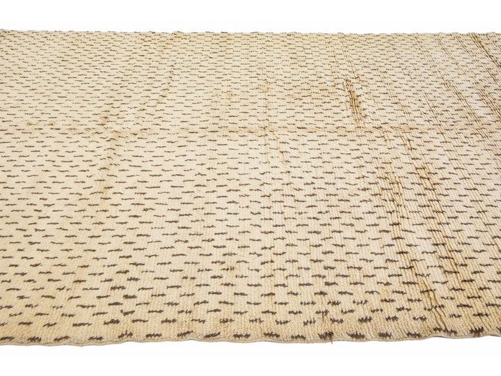 Modern Tan Moroccan Rug 7 X 11