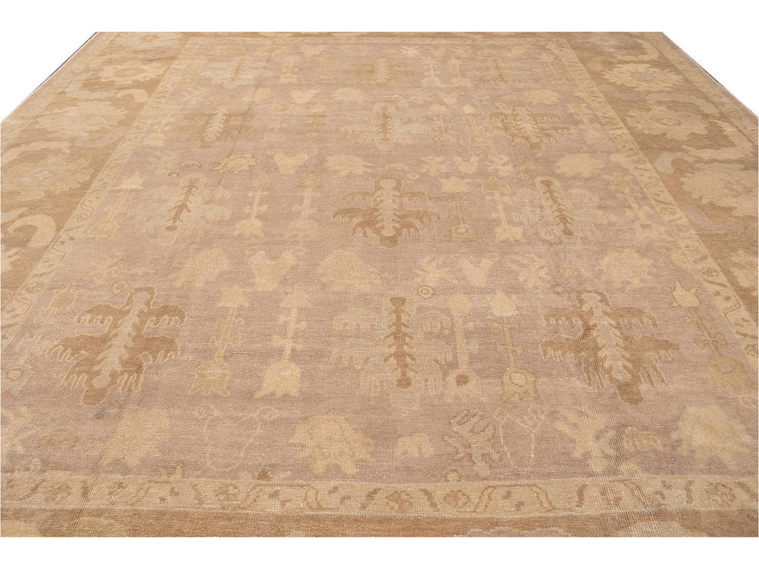 New Modern Oversize Beige Turkish Oushak Rug 12 X 16