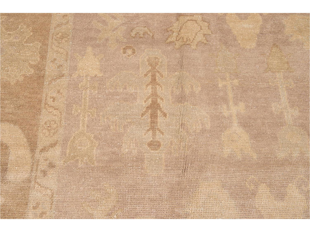 New Modern Oversize Beige Turkish Oushak Rug 12 X 16