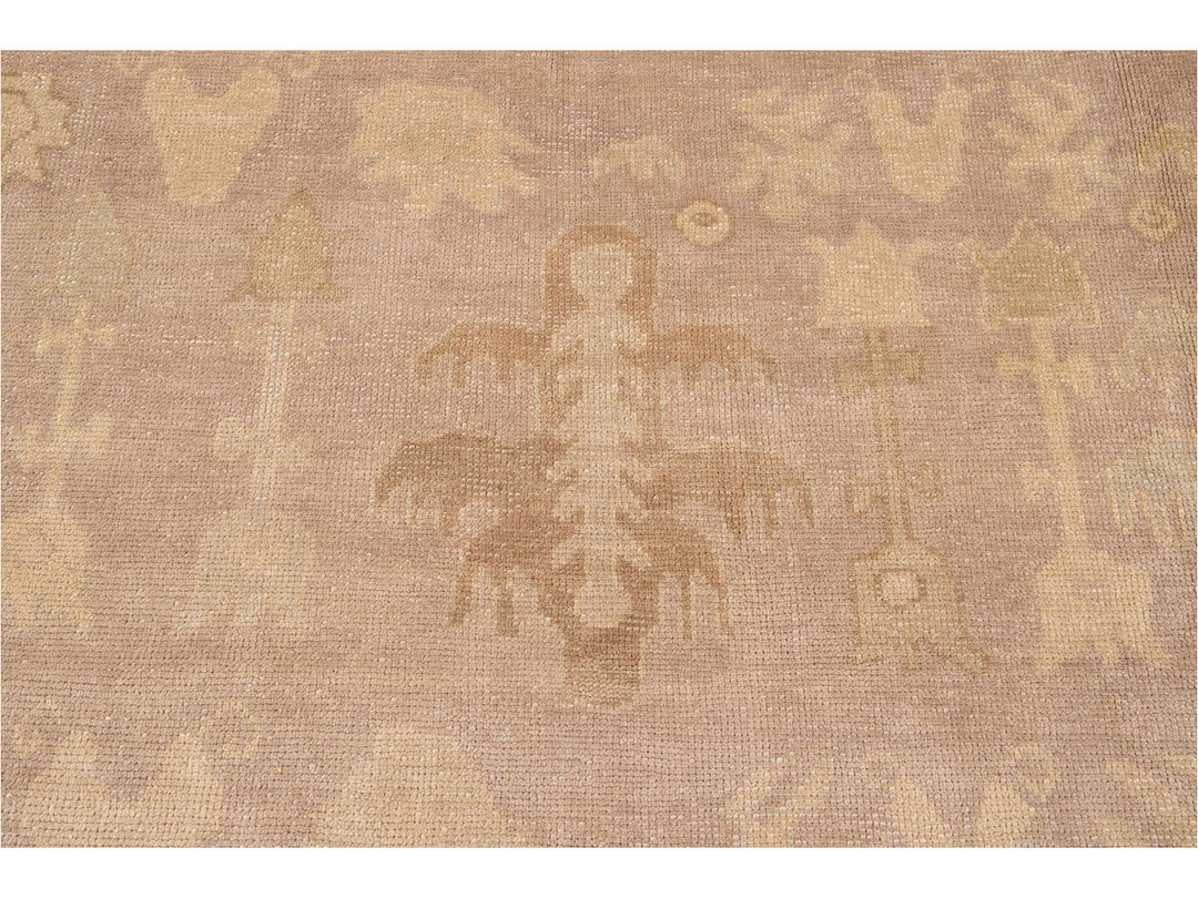 New Modern Oversize Beige Turkish Oushak Rug 12 X 16