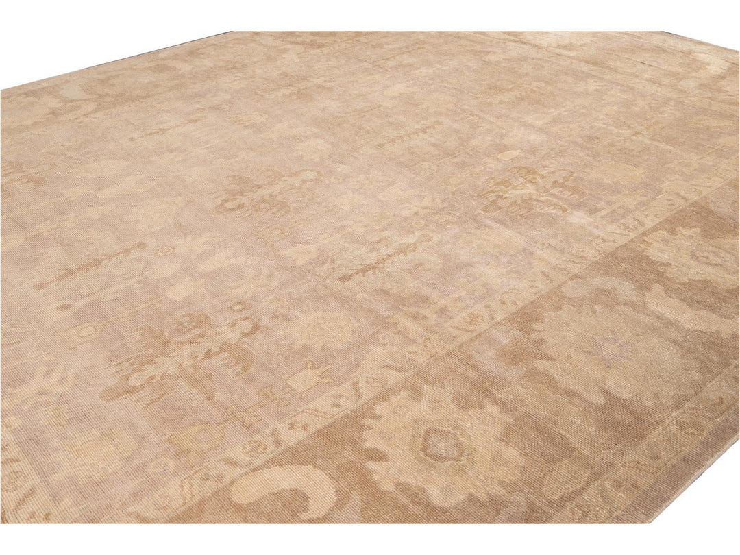 New Modern Oversize Beige Turkish Oushak Rug 12 X 16