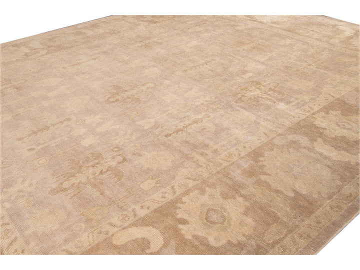 New Modern Oversize Beige Turkish Oushak Rug 12 X 16