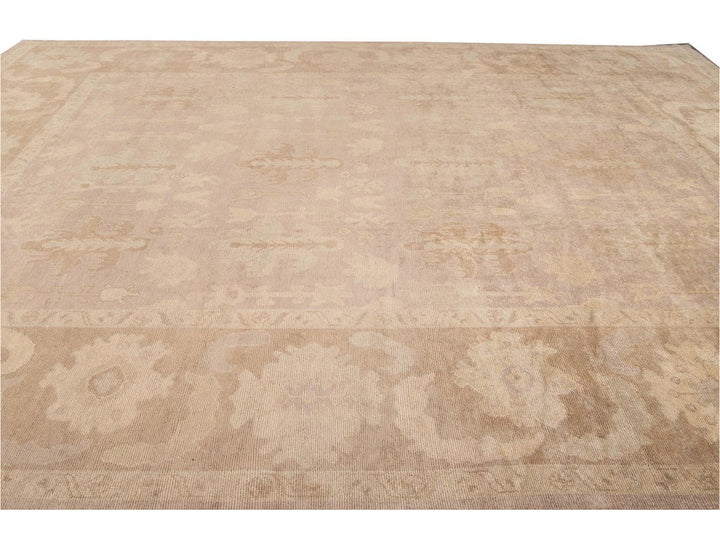 New Modern Oversize Beige Turkish Oushak Rug 12 X 16