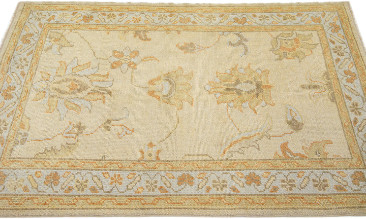 Modern Turkish Oushak Wool Rug 4 X 5
