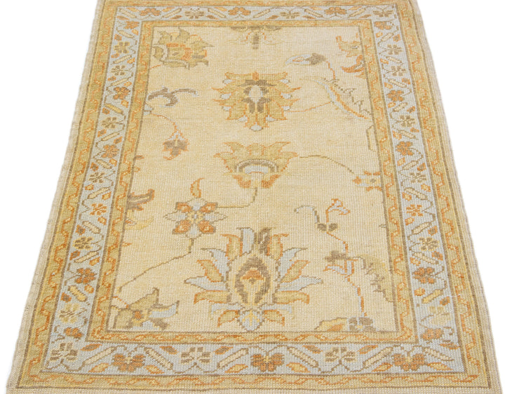 Modern Turkish Oushak Wool Rug 4 X 5