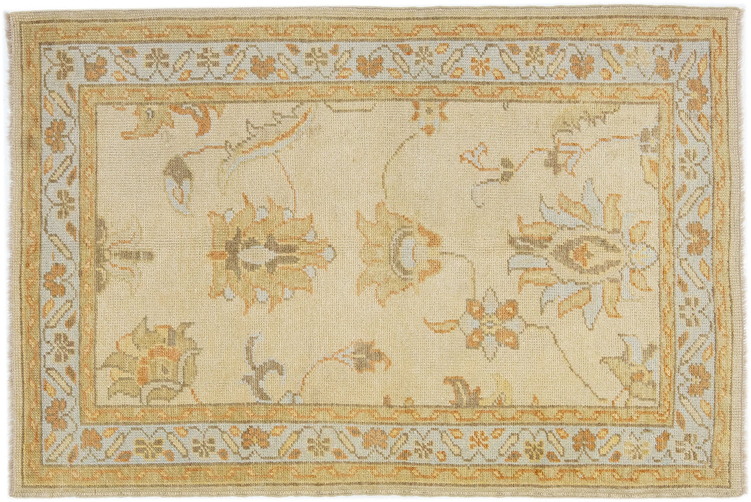 Modern Turkish Oushak Wool Rug 4 X 5
