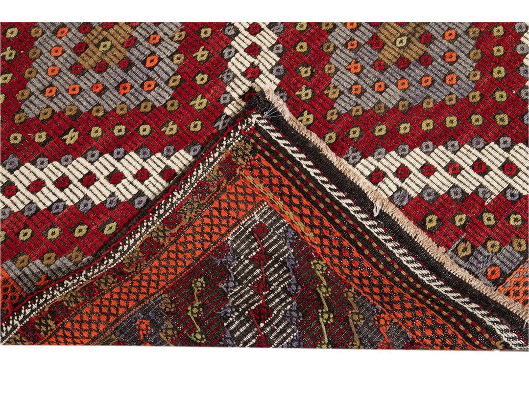 Vintage Soumak Wool Rug 6 X 12