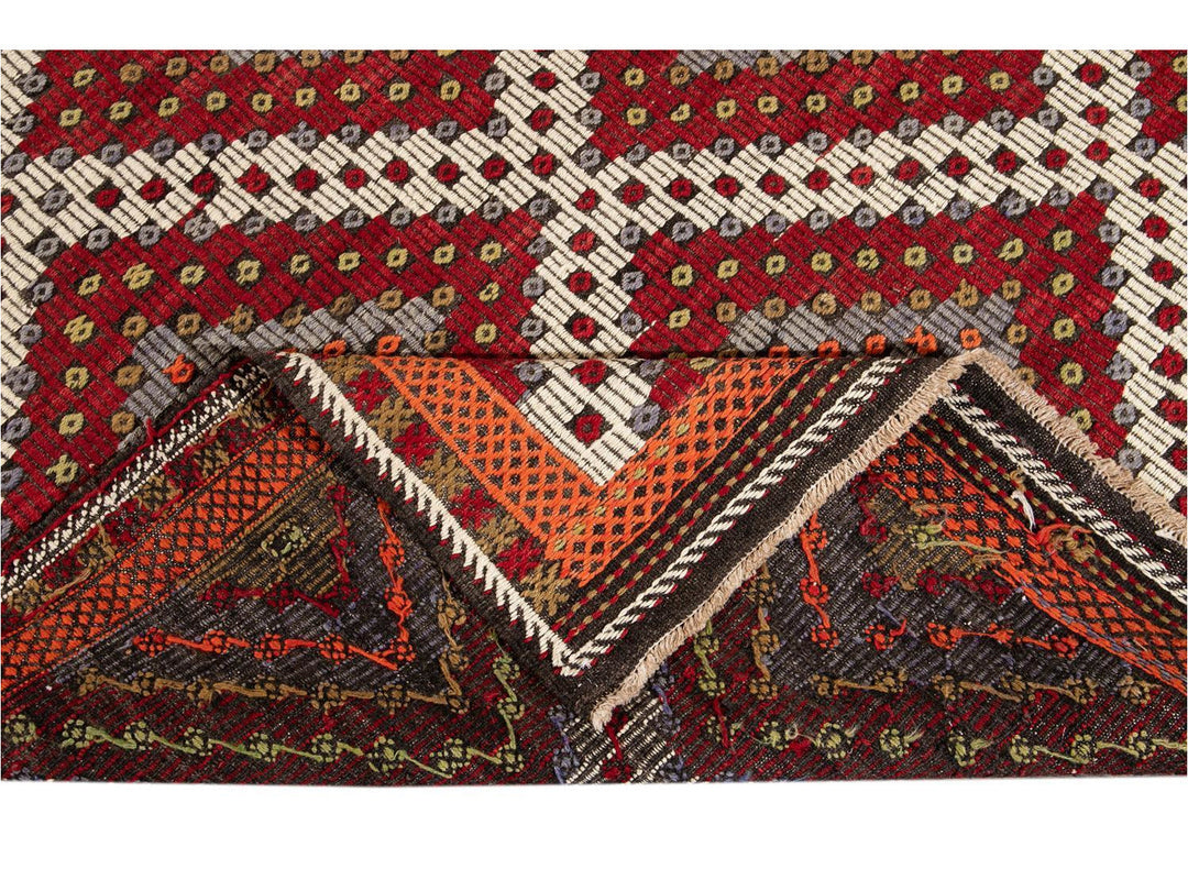 Vintage Soumak Wool Rug 6 X 12