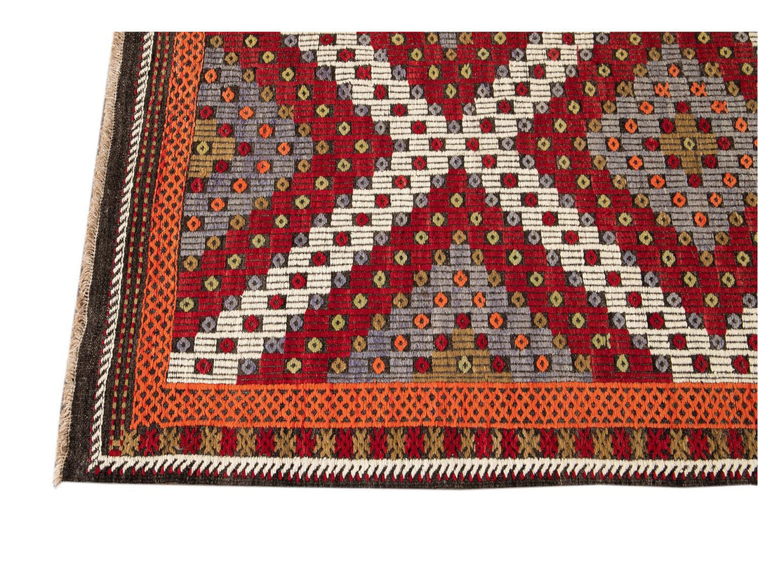 Vintage Soumak Wool Rug 6 X 12