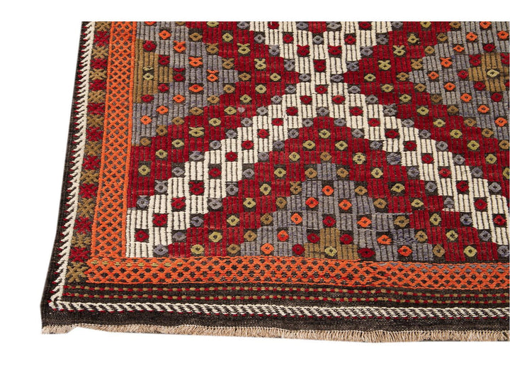 Vintage Soumak Wool Rug 6 X 12