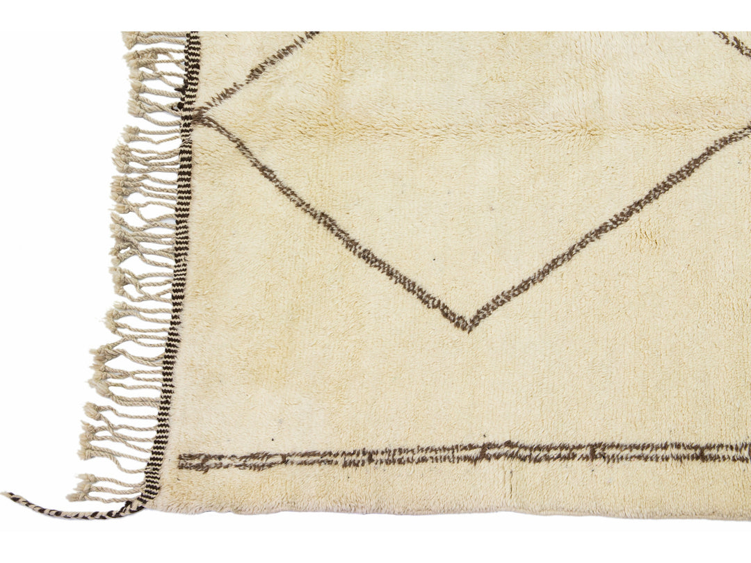 Modern ivory Moroccan Wool Runner 6 X 18