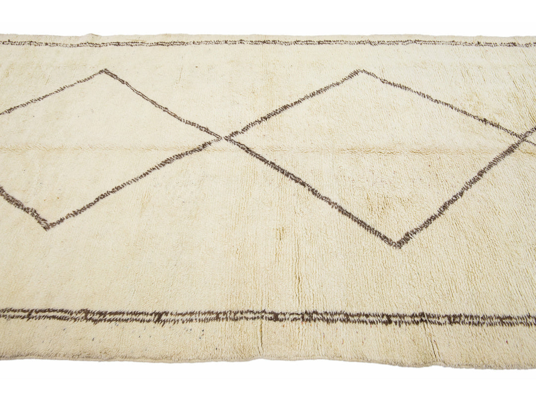 Modern ivory Moroccan Wool Runner 6 X 18