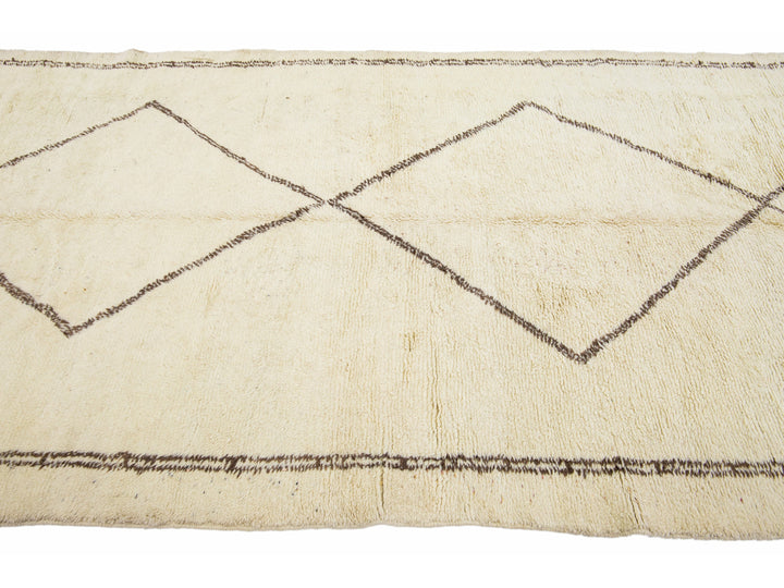 Modern ivory Moroccan Wool Runner 6 X 18
