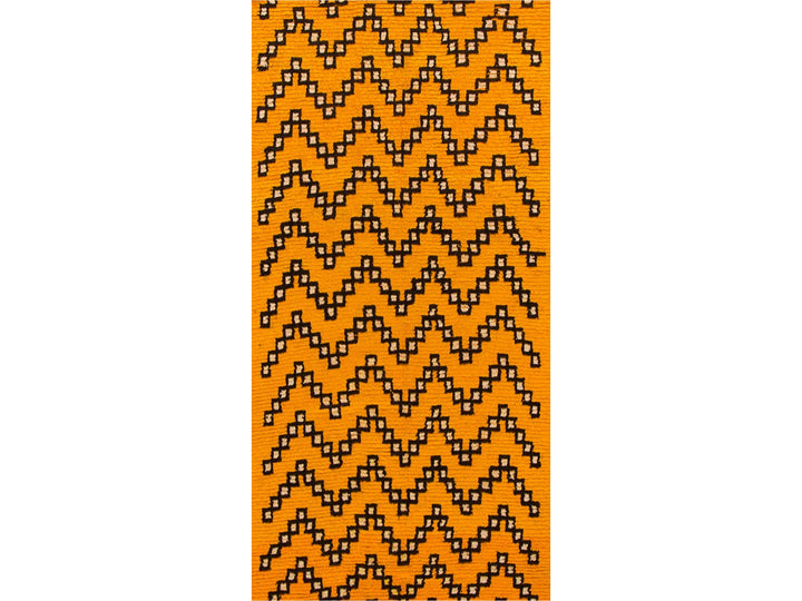 Modern Yellow Moroccan Tribal Runner 4 X 10