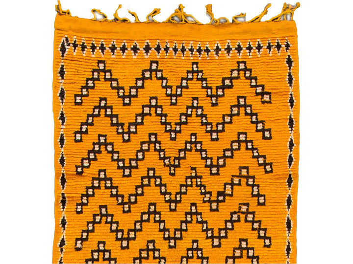Modern Yellow Moroccan Tribal Runner 4 X 10