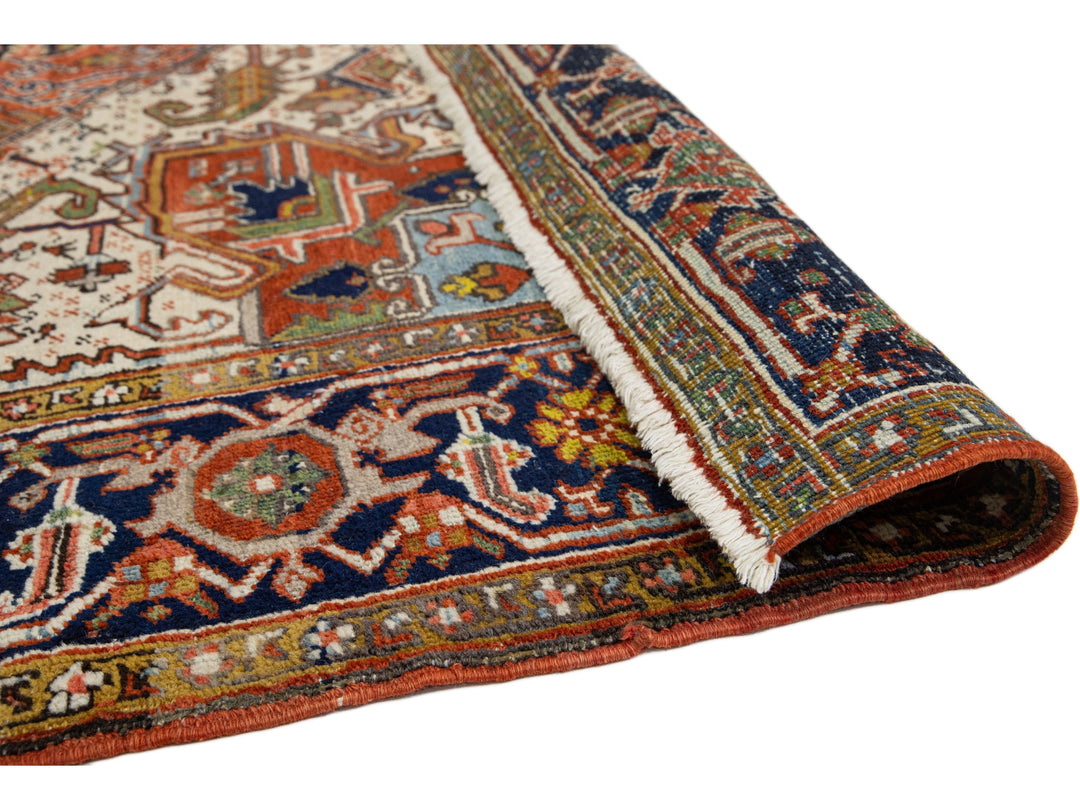 Antique Heriz Wool Rug 9 X 12