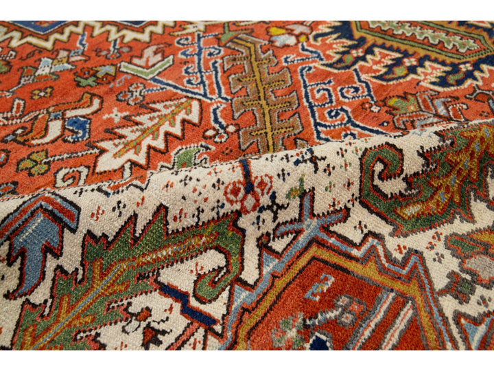 Antique Heriz Wool Rug 9 X 12