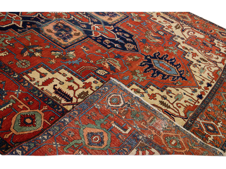 Antique Serapi Wool Rug 12 X 17