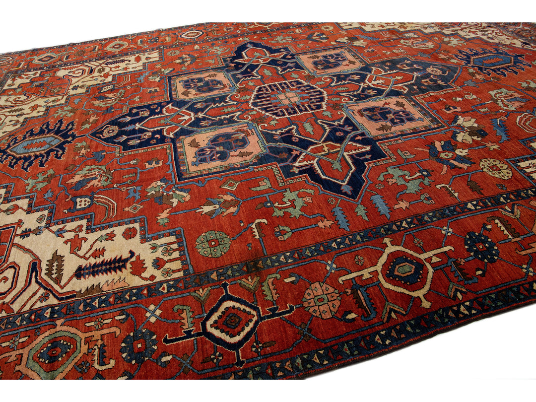 Antique Serapi Wool Rug 12 X 17