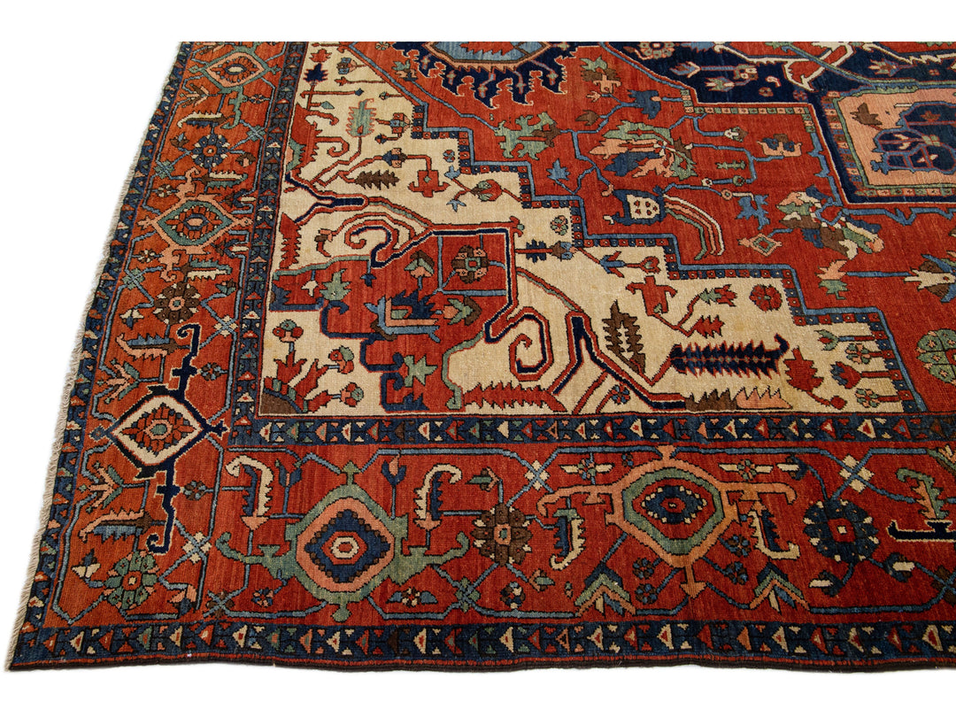 Antique Serapi Wool Rug 12 X 17